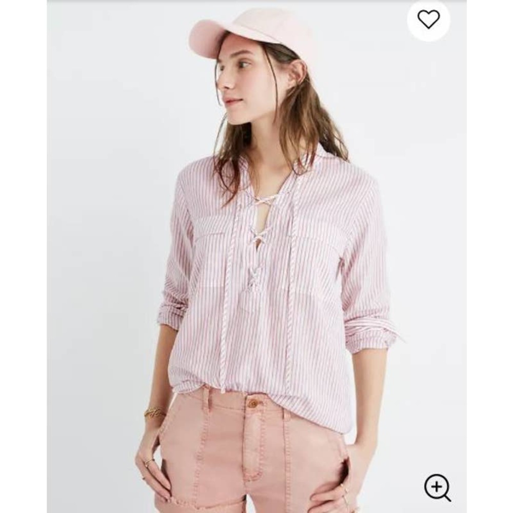 Madewell Terrace Striped Lace-Up Shirt - Picture 1 of 5
